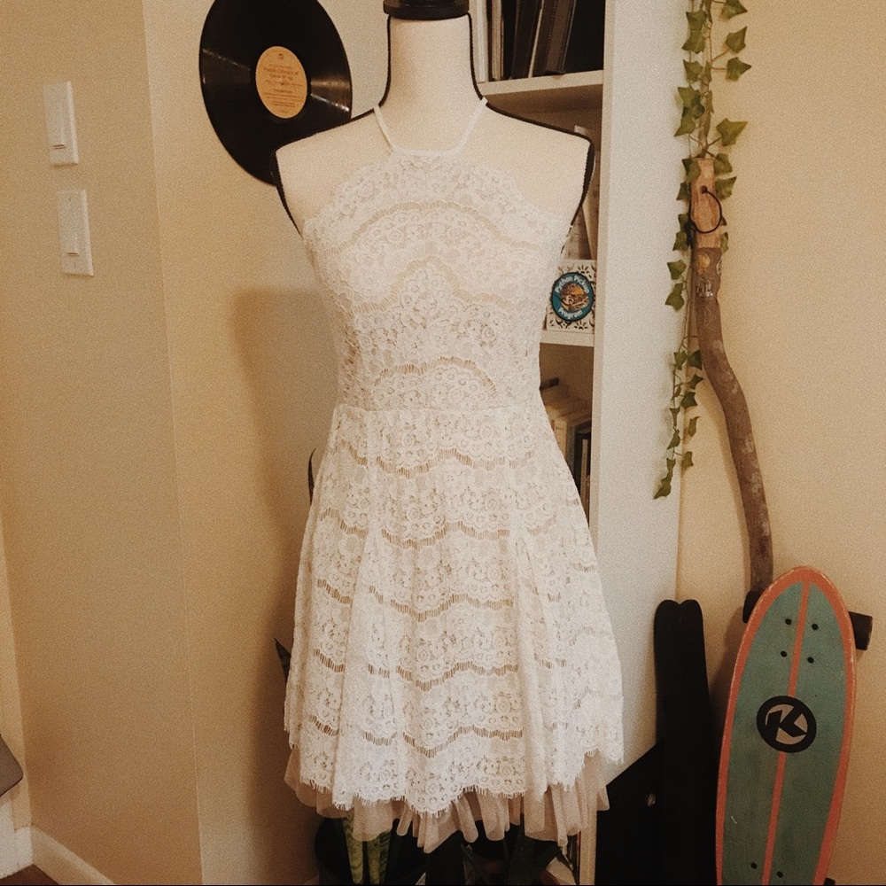 francescas neck high lace dress | size small